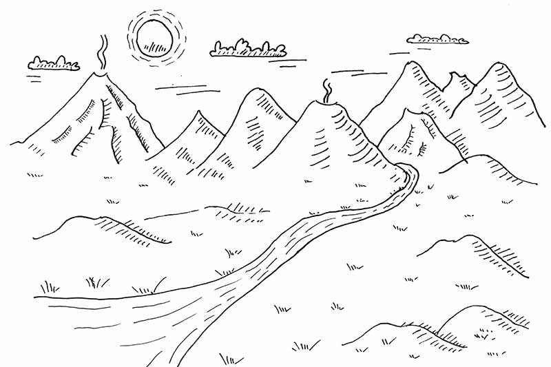 Island Hochland Straße Mitternachtssonne