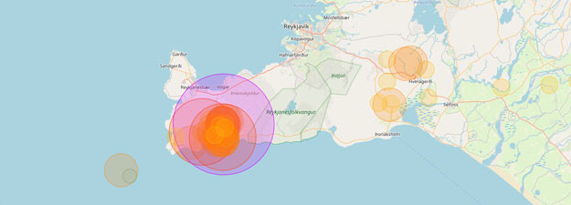 Starke Erdbebenaktivität rund um Grindavík und die Blaue Lagune