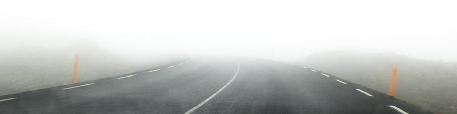 Island im Nebel mit Sichtweite unter 10m