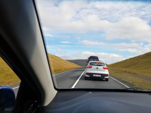 Stau auf der Ringstra&szlig;e an einer Baustelle