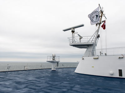 Das leere Deck im Jahr 2020. Sei es auf Grund des Wetters oder auf Grund der geringen Passagierzahl wegen COVID-19