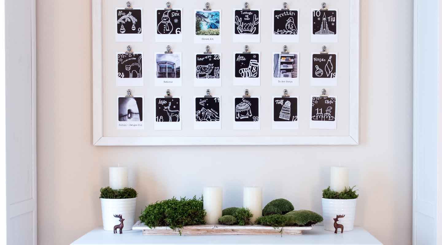 Keine Lust auf Schokolade? Dieser DIY-Adventskalender vers&uuml;&szlig;t die Adventszeit kalorienfrei mit kleinen, fotografischen Island-Leckerbissen im Retro-Look.