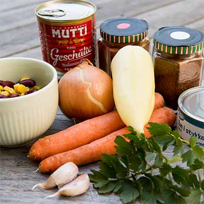 Die Zutaten f&uuml;r ein One Pot Chili