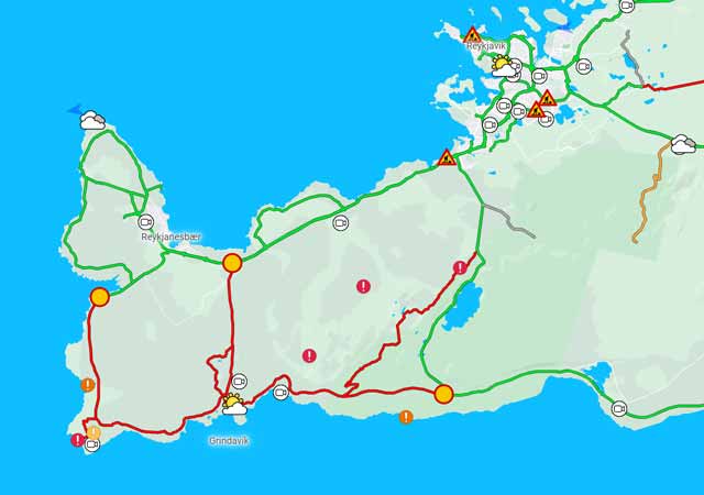 Rot kennzeichnet gesperrte Straßen