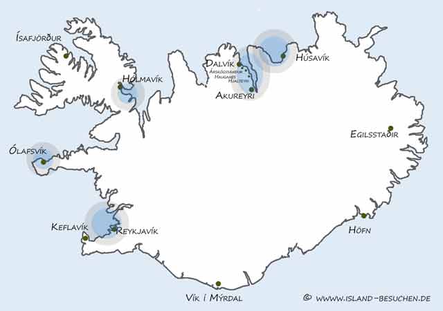 Karte Whale watching Island